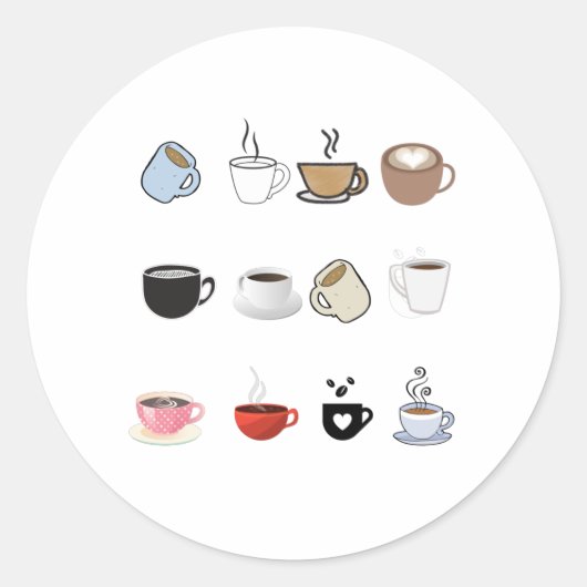 Coffee Mugs Design Patroon Ronde Sticker (Voorkant)