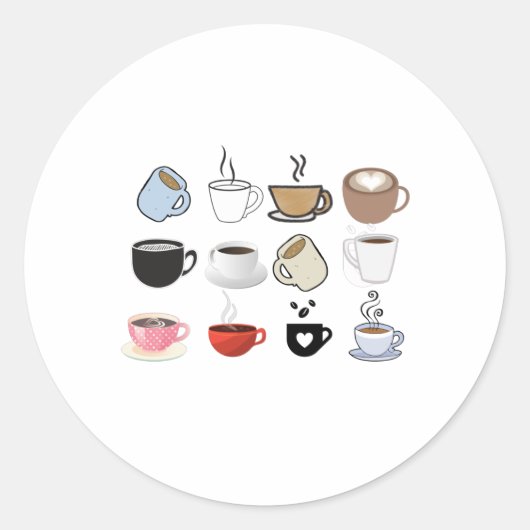 Coffee Mugs Design Patroon Ronde Sticker (Voorkant)