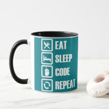 Coffee Mugs programmeren :  EAT-SLEEP-CODE-REPEAT