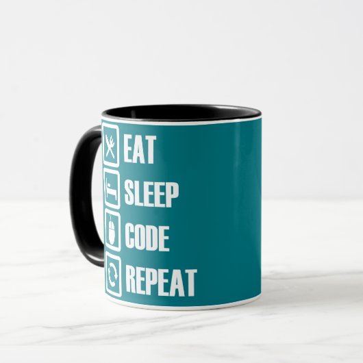 Coffee Mugs programmeren : EAT-SLEEP-CODE-REPEAT Mok (Voorkant links)