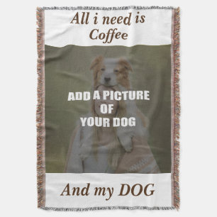 Coffee & my Dog Throw Pillow Deken