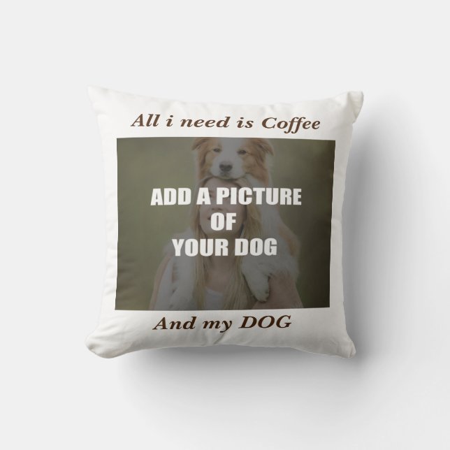 Coffee & my Dog Throw Pillow Kussen (Voorkant)