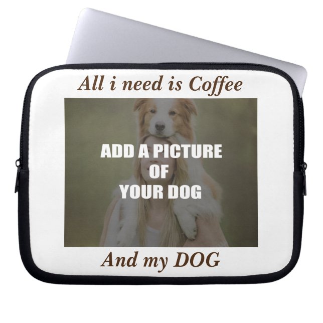 Coffee & my Dog Throw Pillow Laptop Sleeve (Voorkant)