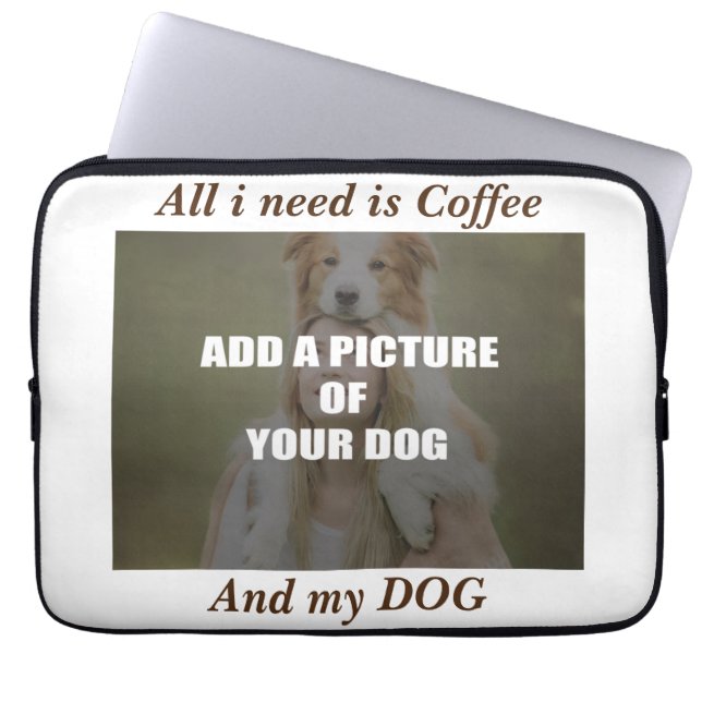 Coffee & my Dog Throw Pillow Laptop Sleeve (Voorkant)