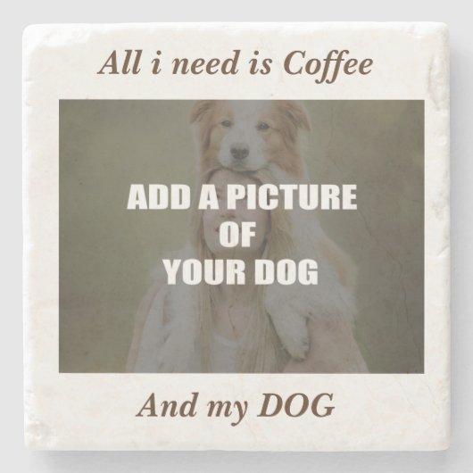 Coffee & my Dog Throw Pillow Stenen Onderzetter (Voorkant)
