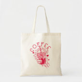 Coffee My One True Soulmate Red Hearts Skeleton Tote Bag (Voorkant)