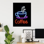 Coffee Neon Sign Poster (Thuiskantoor)