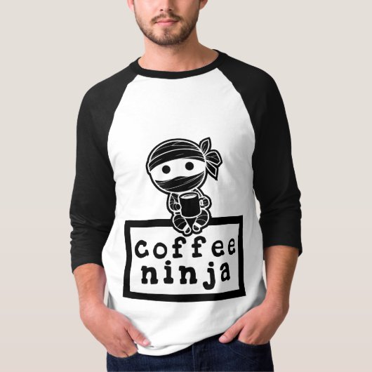 Coffee Ninja 3/4 Sleeve T-shirt (Voorkant)