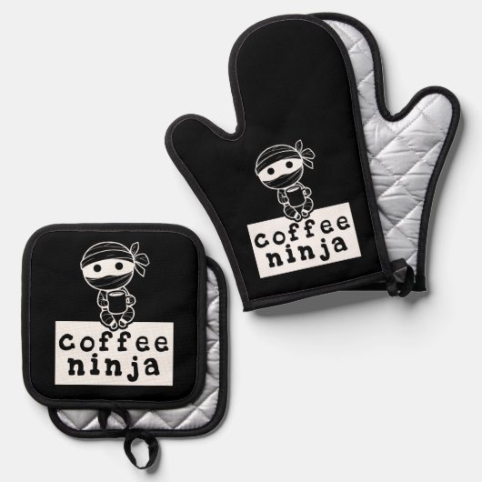 Coffee Ninja Ovenwant & Pannenlap Set (Voorkant / Achterkant)