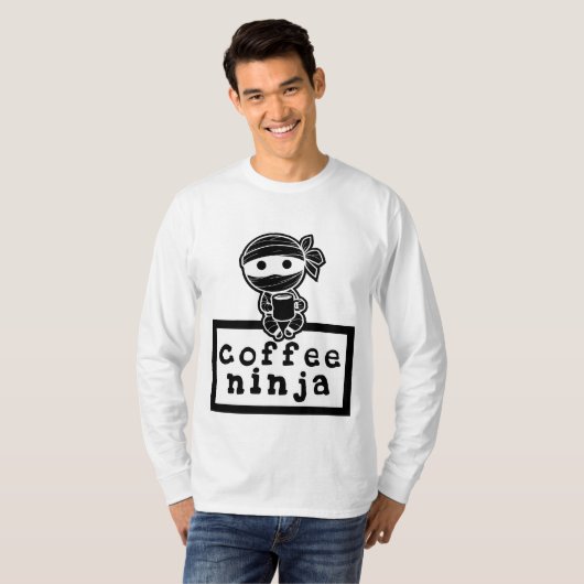 Coffee Ninja T-shirt met lange mouwen (Voorkant volledig)