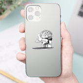 Coffee-Obsessed Brain Cartoon Sticker (Telefoon)