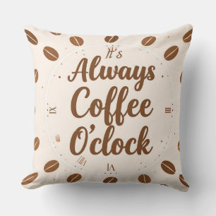 Coffee O'Clock Kussen - Grappige Coffee Tijd Deken