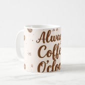 Coffee O'Clock Mok - Grappig Cadeau voor Koffielie (Voorkant links)