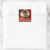 Coffee On a Merry Christmas Blanket Vierkante Sticker (Tas)