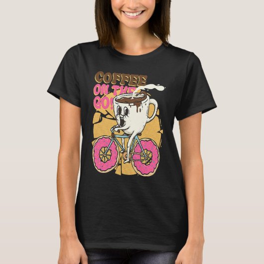 Coffee on the Go Surreal Pun Caffeine Coffee Lover T-shirt (Voorkant)