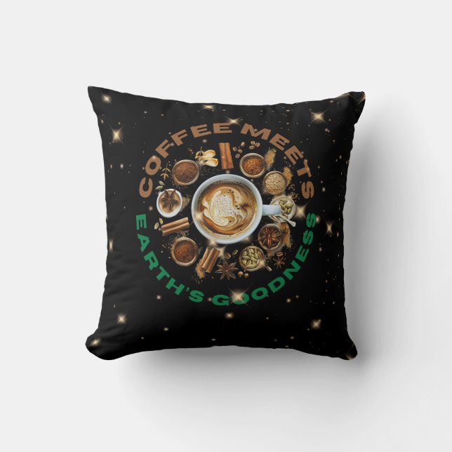 Coffee ontmoet de goedheid van de aarde – Botanisc Kussen (Voorkant)