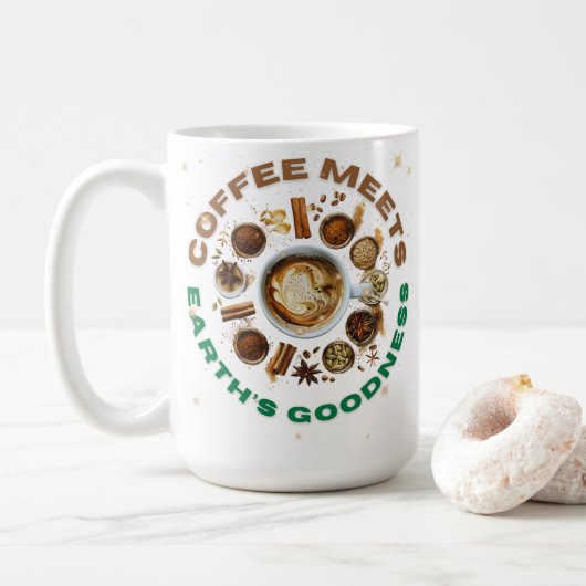 Coffee ontmoet de goedheid van de aarde – Sterrenk Koffiemok (Met donut)