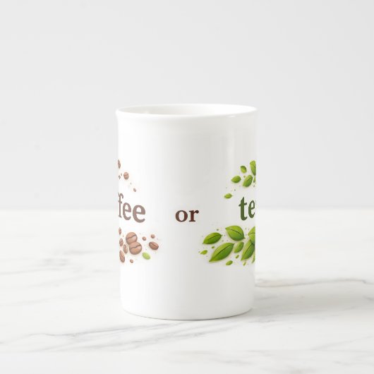 Coffee or Tea White Bone China Mug Porselein Kop (Voorkant)