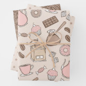 Coffee Party Gift Wrapping Paper Set van 3 (In situ)