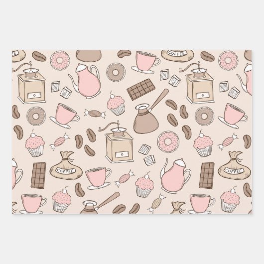 Coffee Party Gift Wrapping Paper Set van 3 (Voorkant)