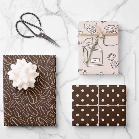 Coffee Party Gift Wrapping Paper Set van 3 (Voorkant)