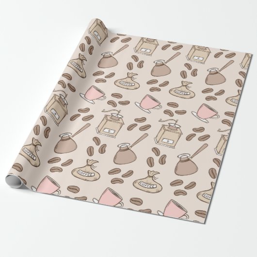 Coffee Party Gift Wrapping Paper Set van 3 Cadeaupapier (Uitgerold)
