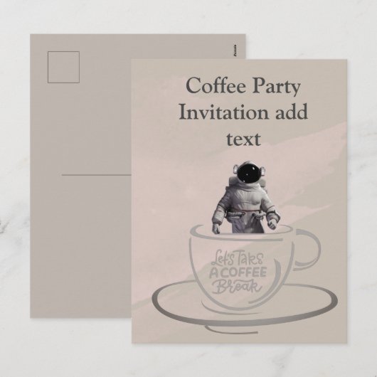 Coffee Party Invitation Briefkaart (Voorkant / Achterkant)