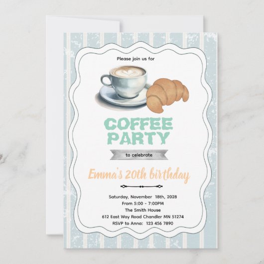 Coffee pastry party invitation kaart (Voorkant)