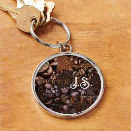 Coffee Pattern Monogram Sleutelhanger