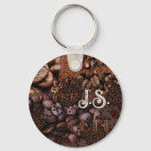 Coffee Pattern Monogram Sleutelhanger (Voorkant)