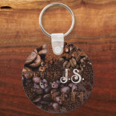 Coffee Pattern Monogram Sleutelhanger (Voorkant)