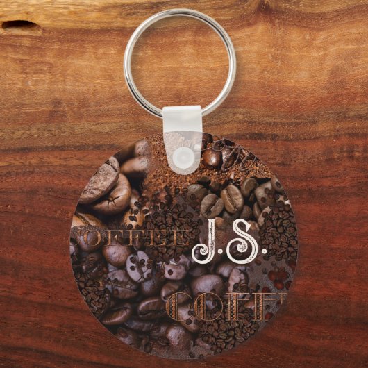 Coffee Pattern Monogram Sleutelhanger (Voorkant)