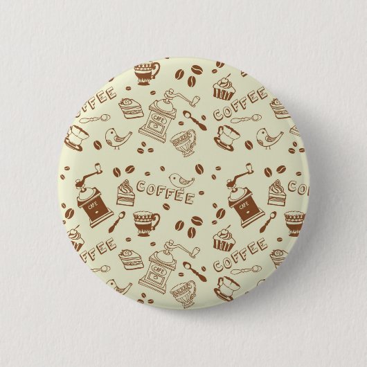 Coffee pattern ronde button 5,7 cm (Voorkant)