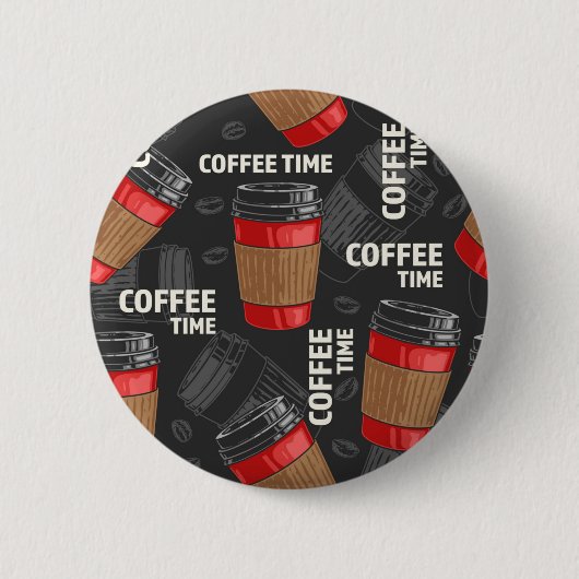 Coffee pattern ronde button 5,7 cm (Voorkant)