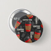 Coffee pattern ronde button 5,7 cm (Voorkant /achterkant)