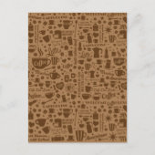 Coffee Pattern Square Briefkaart (Voorkant)