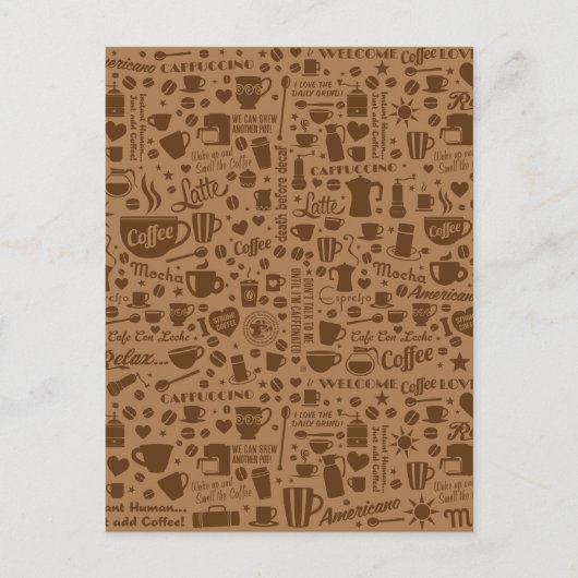 Coffee Pattern Square Briefkaart (Voorkant)