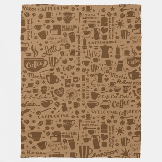Coffee Pattern Square Fleece Deken (Voorkant)