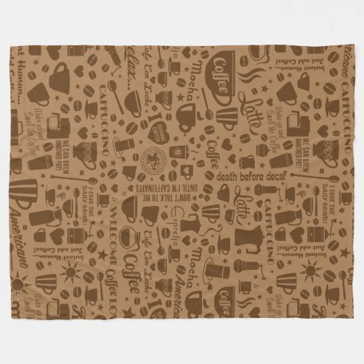 Coffee Pattern Square Fleece Deken (Voorkant (Horizontaal))