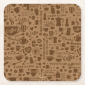Coffee Pattern Square Kartonnen Onderzetters (Voorkant)