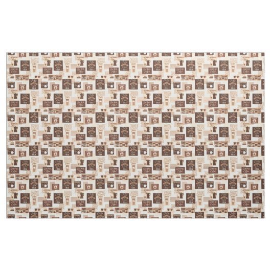 Coffee Pattern-structuur Stof (Yard (91,4 cm))
