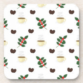 Coffee Pattern with Beans, Cups, and Coffee trees Bier Onderzetter (Voorkant)