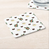 Coffee Pattern with Beans, Cups, and Coffee trees Kartonnen Onderzetters (Schuin)