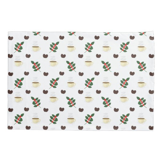 Coffee Pattern with Beans, Cups, and Coffee trees Kussensloop (Achterkant)