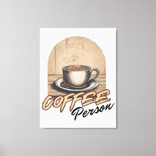 Coffee Person Waterverf Canvas Afdruk (Voorkant)