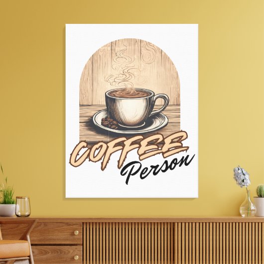 Coffee Person Waterverf Canvas Afdruk (Insitu (Woonkamer))