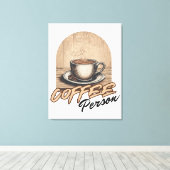 Coffee Person Waterverf Canvas Afdruk (Insitu (Houten vloer))