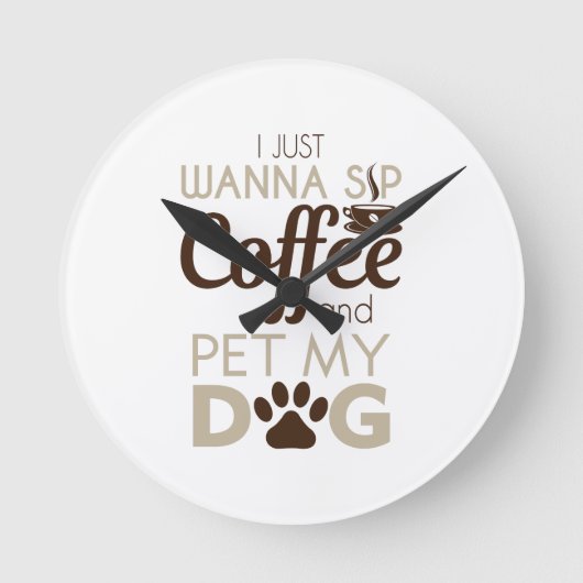 Coffee Pet My Dog Ronde Klok (Voorkant)