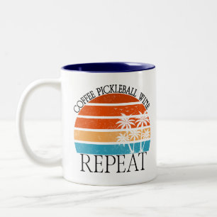 Coffee Pickleball Wijn Herhaal Grappig Sportspeler Tweekleurige Koffiemok