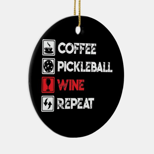Coffee Pickleball Wine Herhaal Funny Keramisch Ornament (Rechts)
